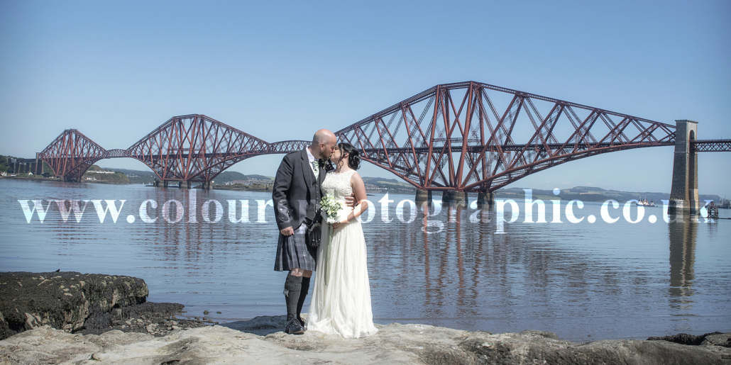 South Queensferry Wedding Photographer Captures Couple Getting Married at Forth Bridges Queensferry Crossing Edinburgh Scotland Image by Colours Photographic Studio
